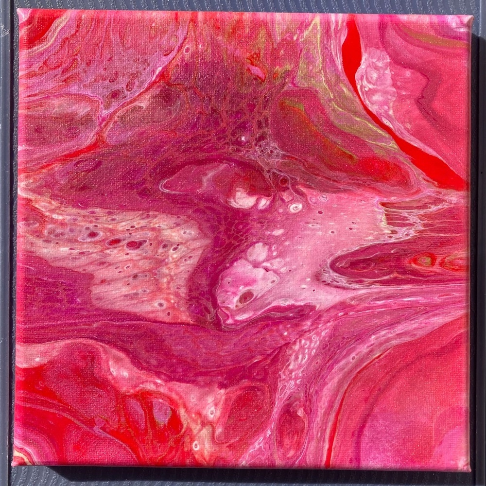 Love Struck 8"x8" Painting by Color Fluent Art (Pink/Red)